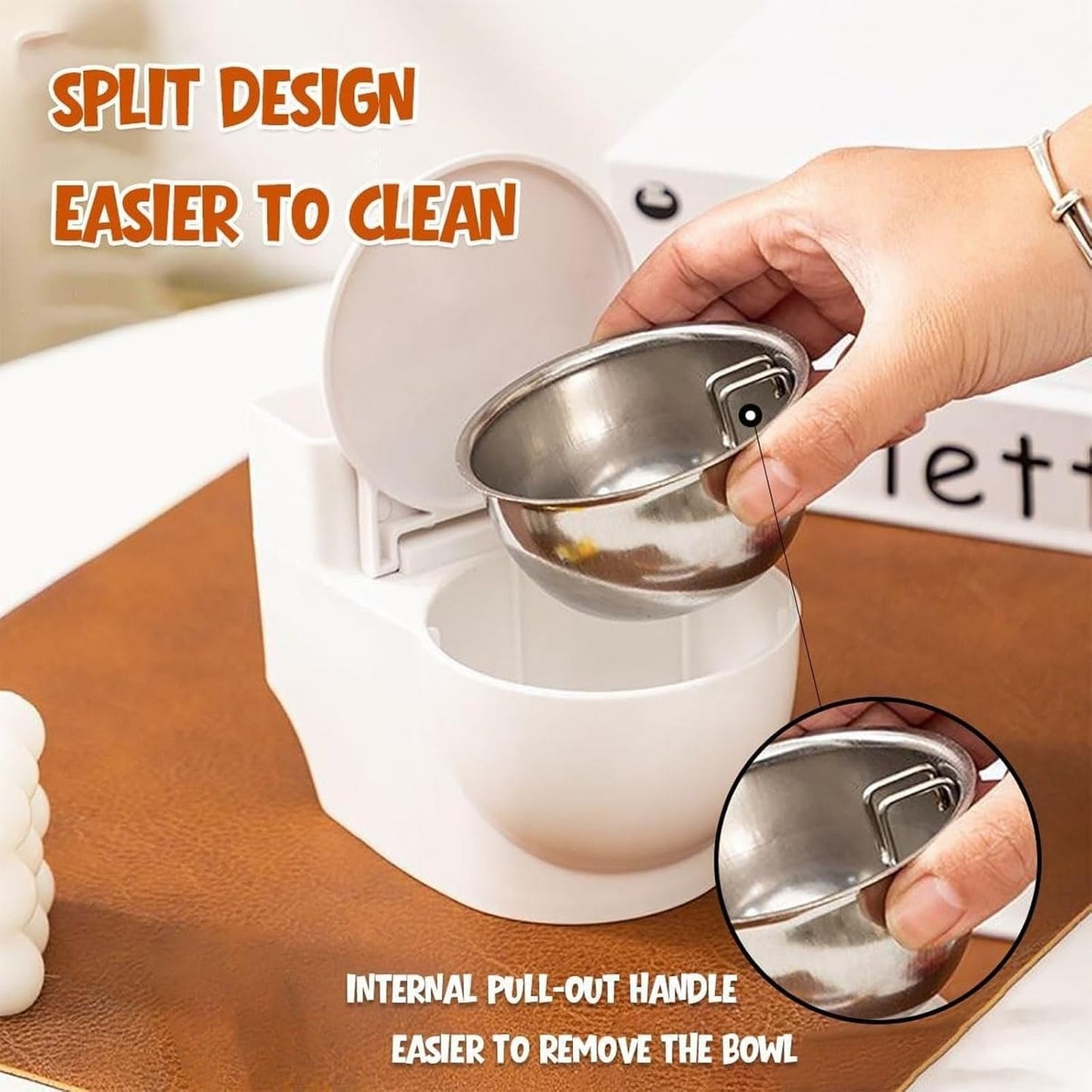 Toilet-Shaped Water Bowl for Cats, Wall-Mounted Cat Toilet Water Bowl Pet Food Dispenser for Cat Dog, Small Funny Bowls, Stainless Steel, Pet Fountain for Your Cat Drink More Water (White)